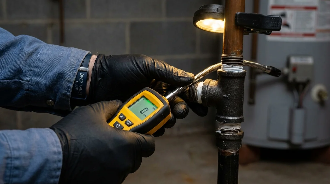Gas leak detection with electronic sniffer by Johns Plumbing LLC in Clinton